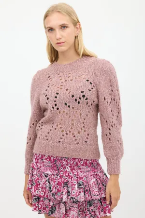 Pink Wool Eyelet Knit Sweater