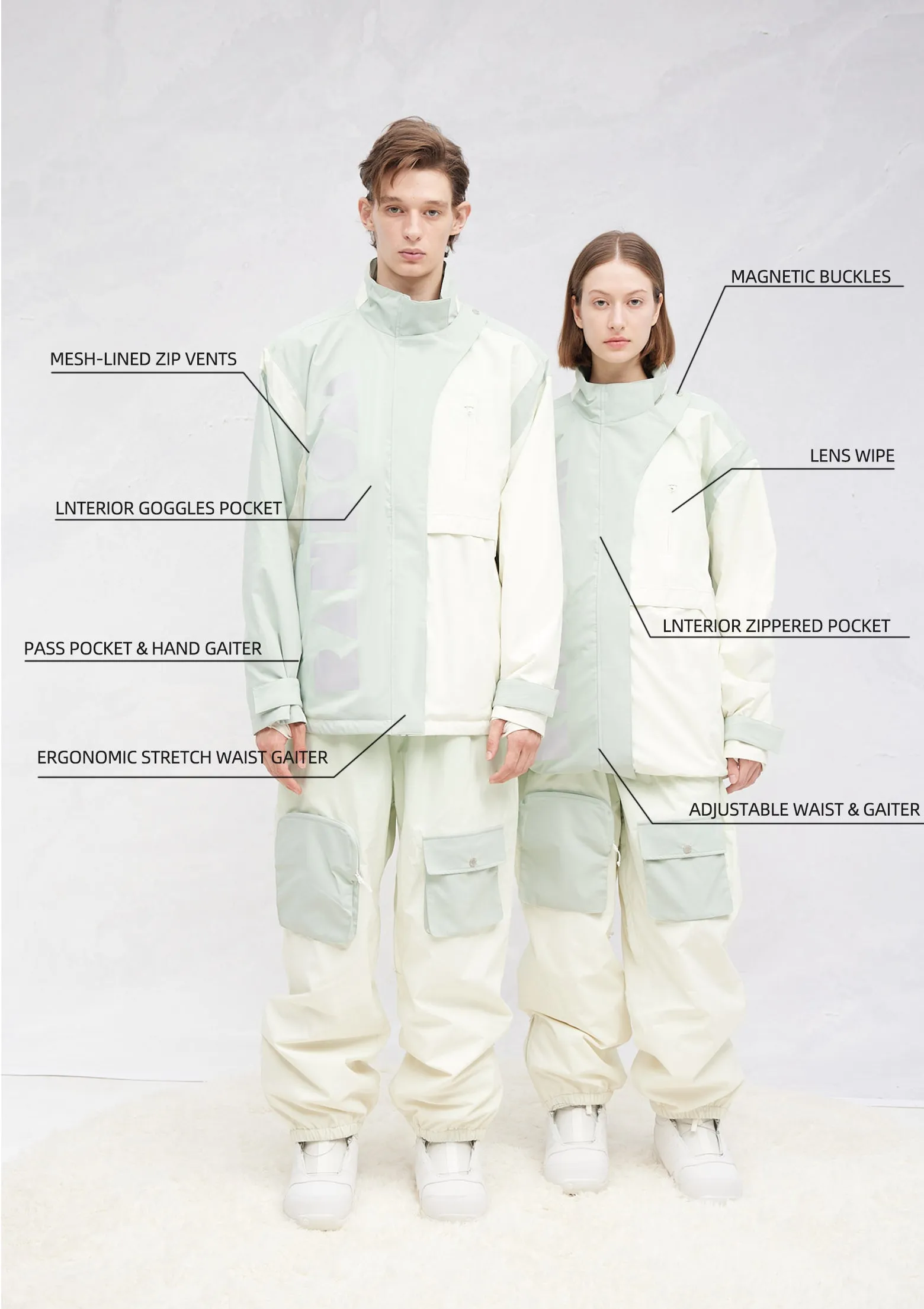RandomPow Unisex Ombré Snow Suit Green