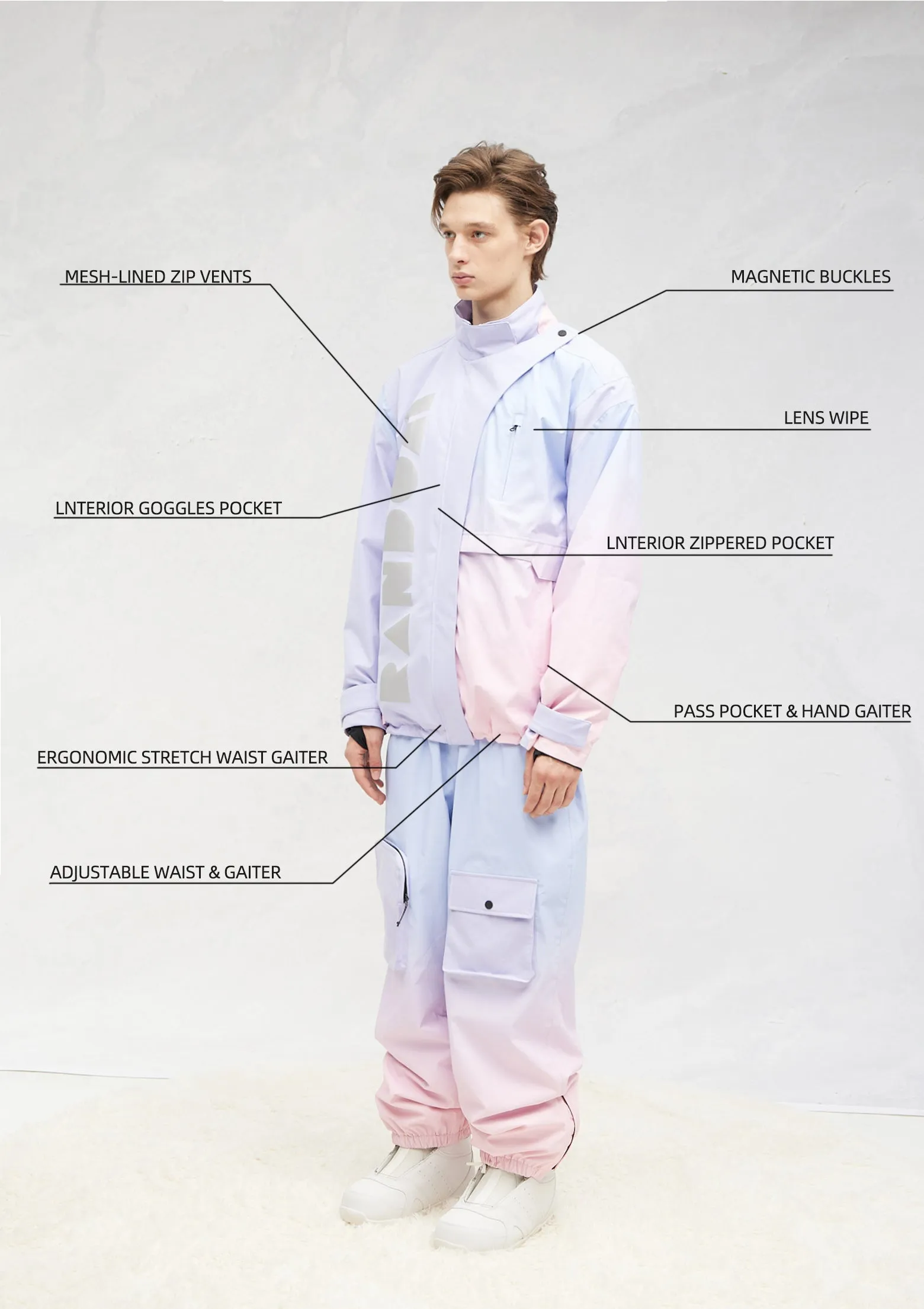 RandomPow Unisex Ombré Snow Suit PurplePink